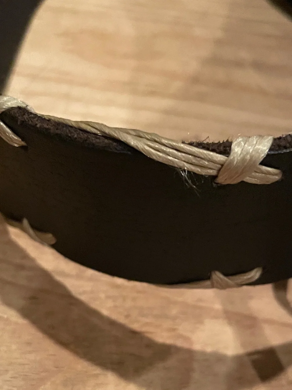 Lucky Brand Leathef VTG Black Brown Contrast Stitch Belt Rare EUC L XL